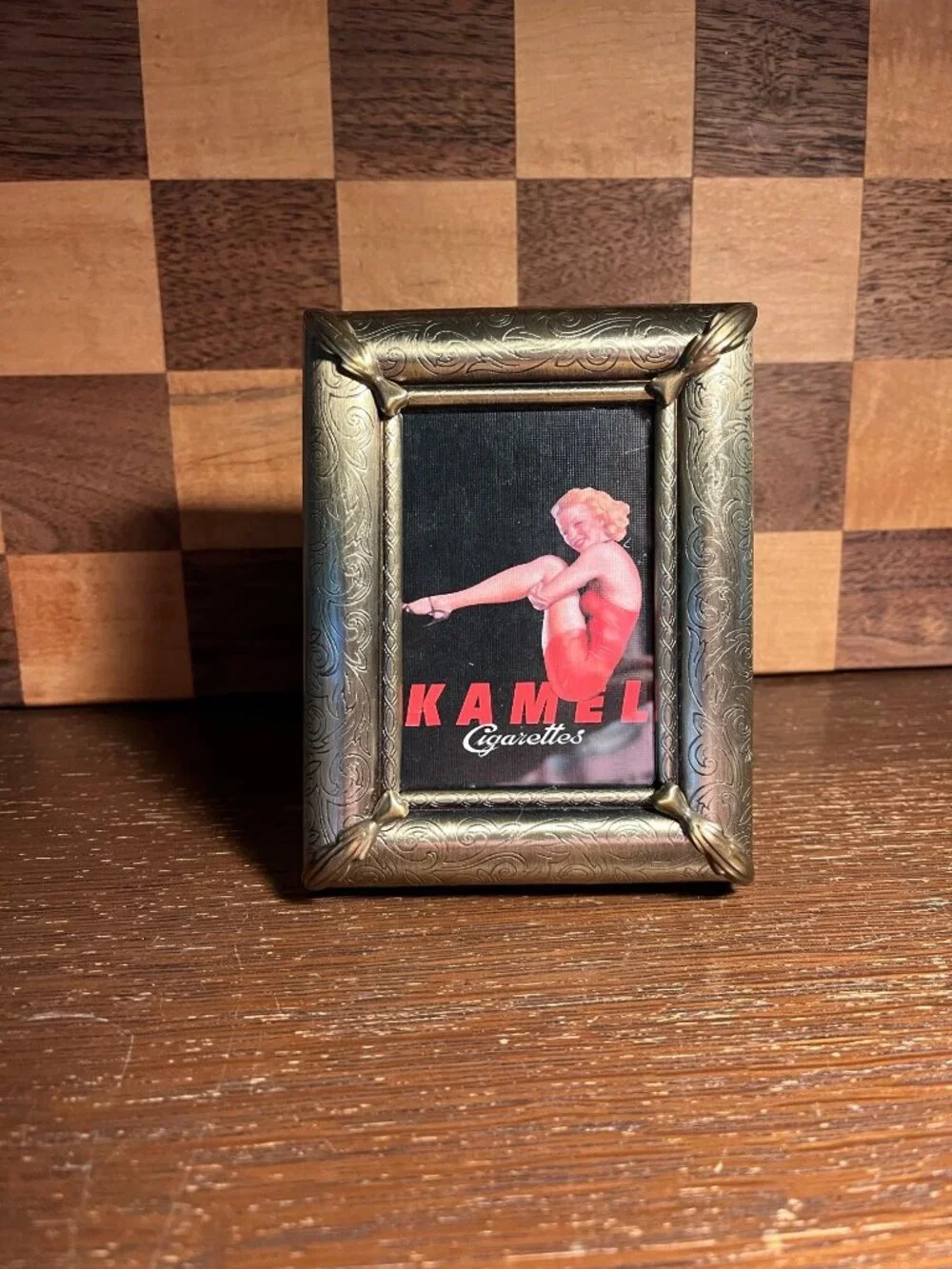 Repurposed Frame with 1990’s Vintage Kamel Playing Card A590
